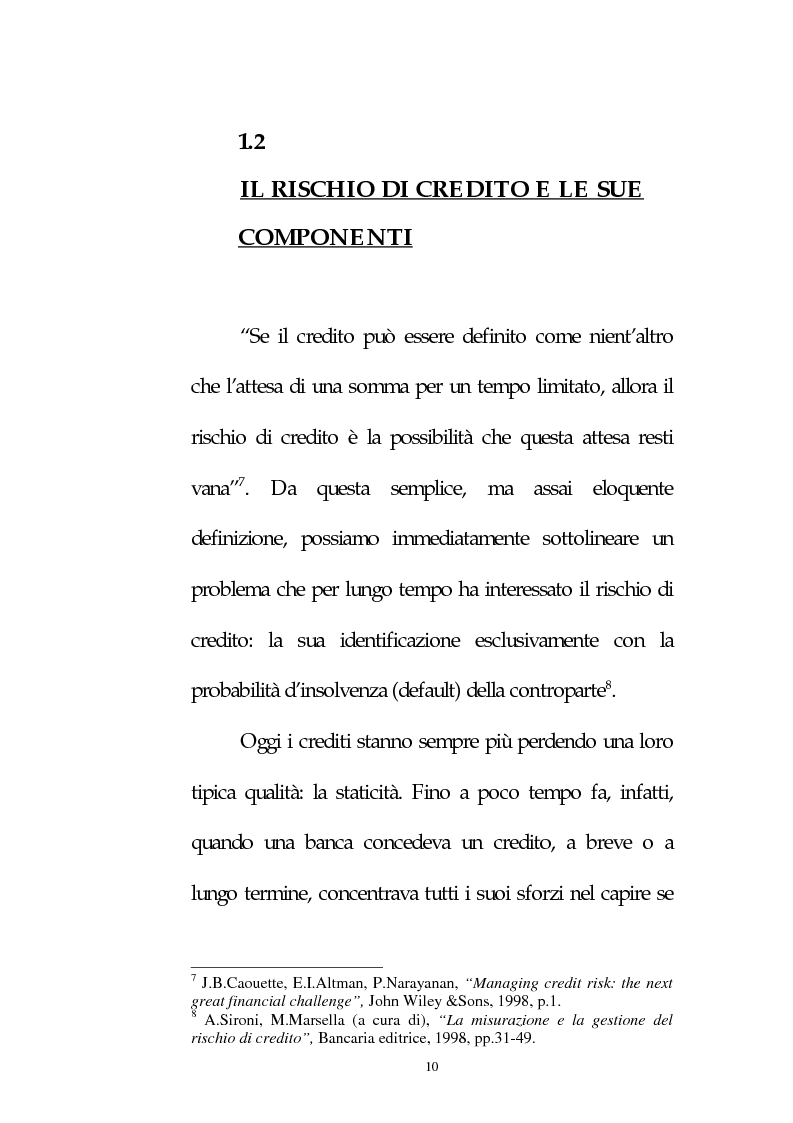 Anteprima della tesi: Il rischio di credito: le metodologie Var, Pagina 8