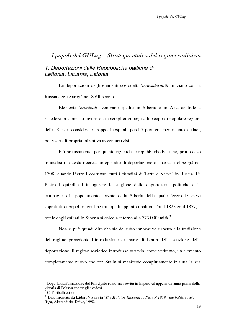 Anteprima della tesi: I popoli del GULag - strategia etnica del regime stalinista, Pagina 9