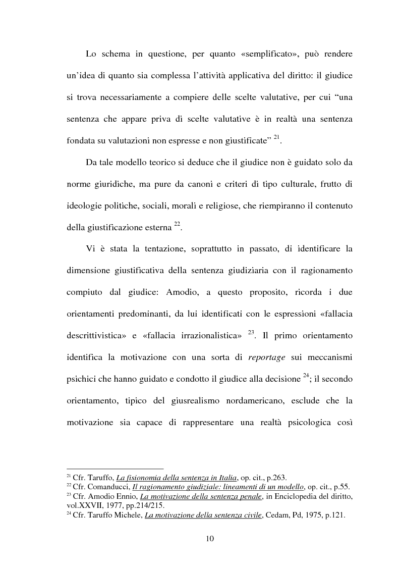 Anteprima della tesi: La Giustificazione. Motivazione e argomentazione nelle decisioni giudiziarie, Pagina 7