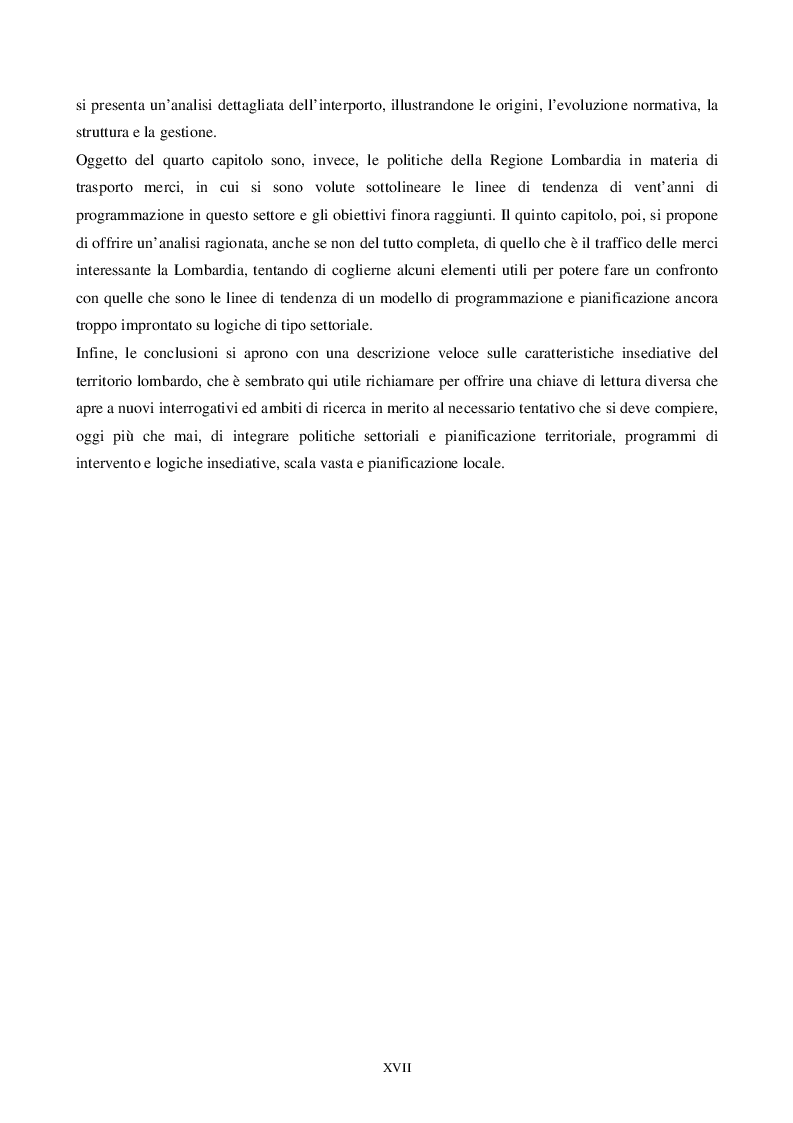 Anteprima della tesi: L'intermodalità tra programmazione in materia di trasporto merci ed equilibri territoriali: il caso Lombardia, Pagina 3