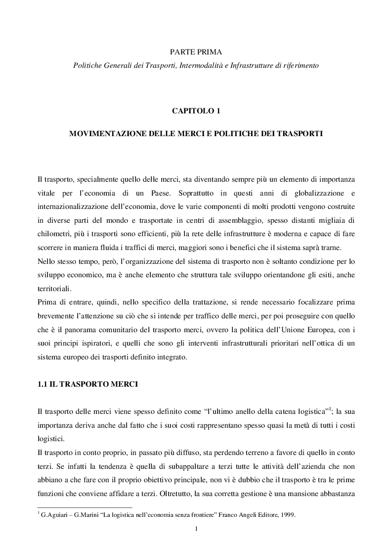 Anteprima della tesi: L'intermodalità tra programmazione in materia di trasporto merci ed equilibri territoriali: il caso Lombardia, Pagina 4