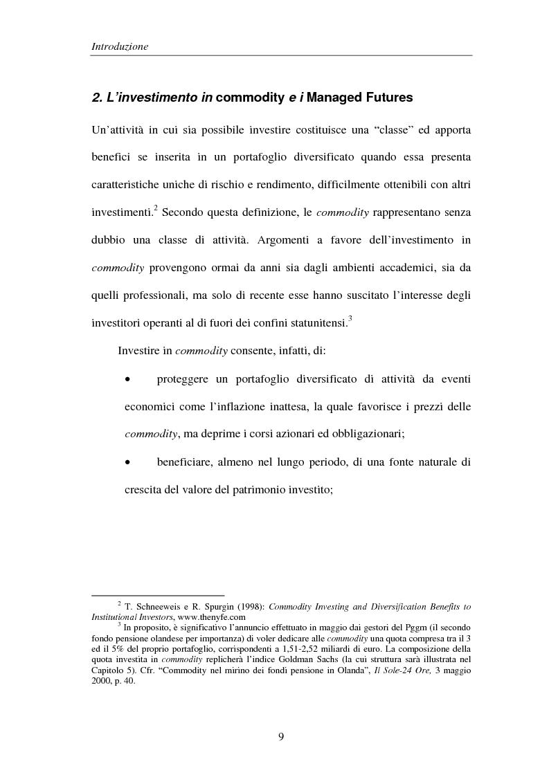 Anteprima della tesi: Commodities e Managed Futures, Pagina 4