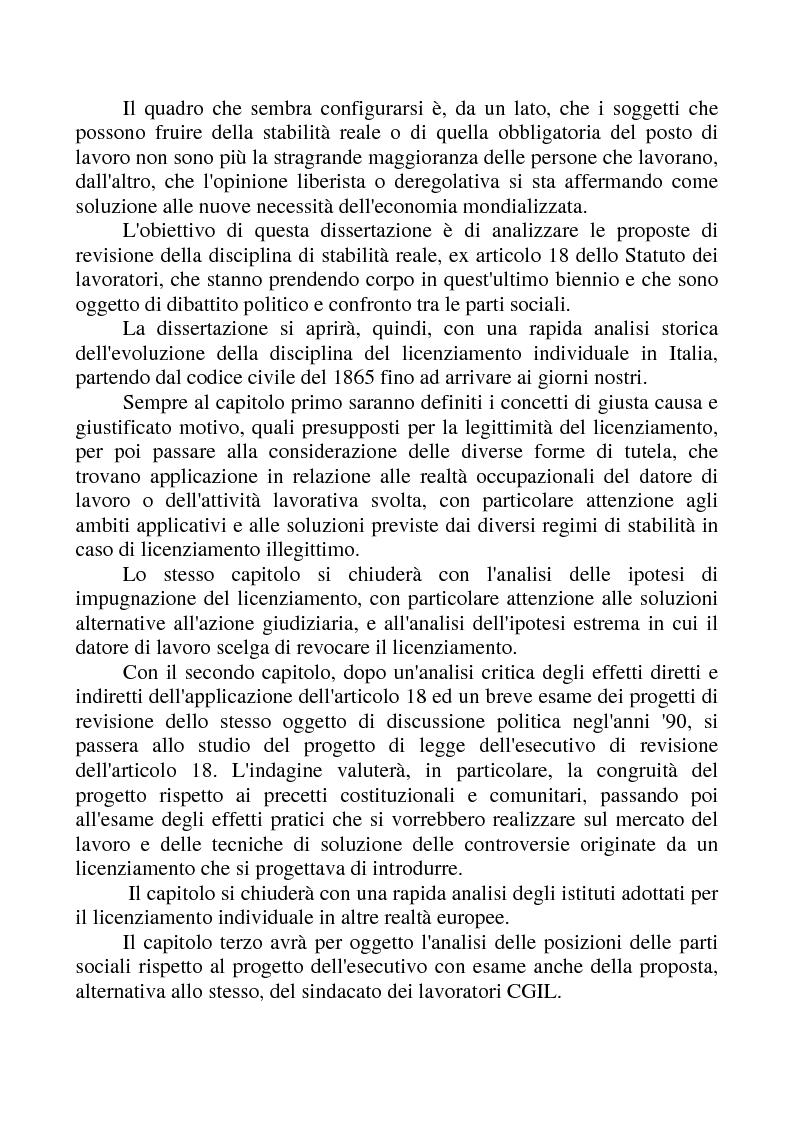 Anteprima della tesi: La revisione dell'articolo 18 dello Statuto dei Lavoratori, Pagina 3