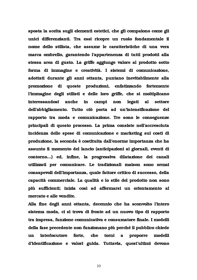 Anteprima della tesi: La comunicazione nel settore delle griffes dell'abbigliamento in Italia, Pagina 10