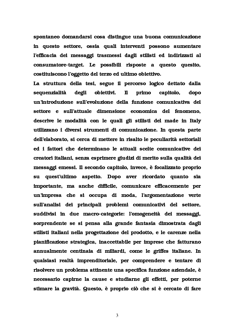 Anteprima della tesi: La comunicazione nel settore delle griffes dell'abbigliamento in Italia, Pagina 3