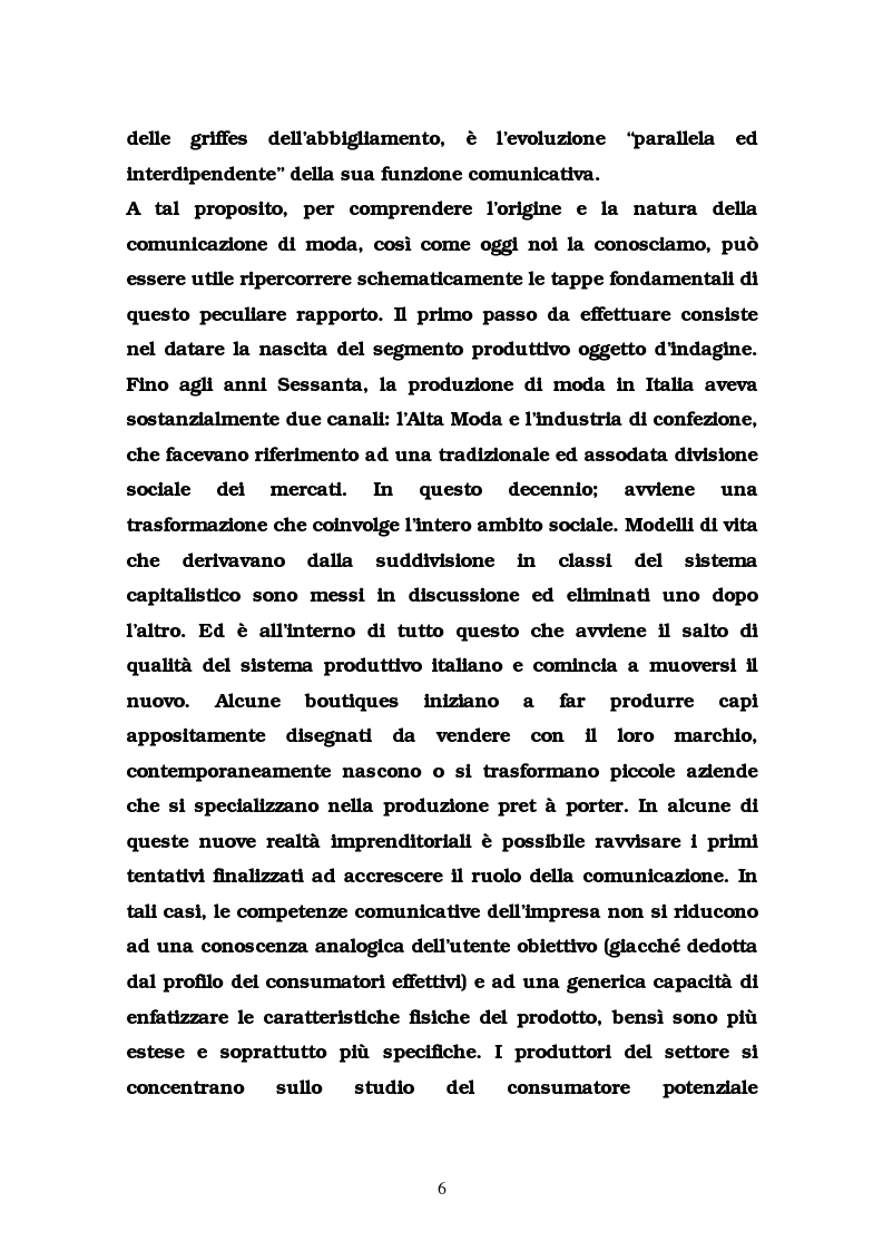 Anteprima della tesi: La comunicazione nel settore delle griffes dell'abbigliamento in Italia, Pagina 6
