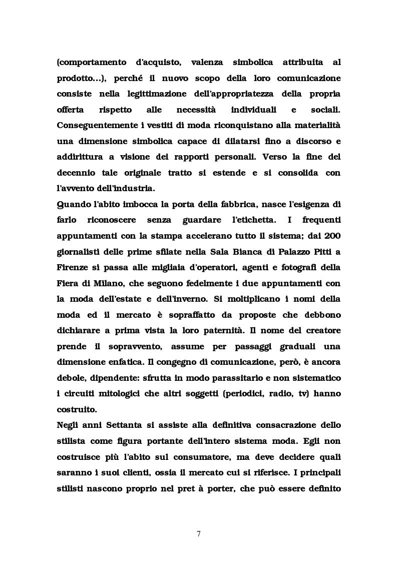 Anteprima della tesi: La comunicazione nel settore delle griffes dell'abbigliamento in Italia, Pagina 7
