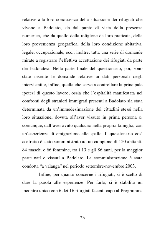 Anteprima della tesi: Rifugiati politici:un popolo in marcia. Percorsi di vita e di speranza da terre lontane a Badolato, Pagina 12