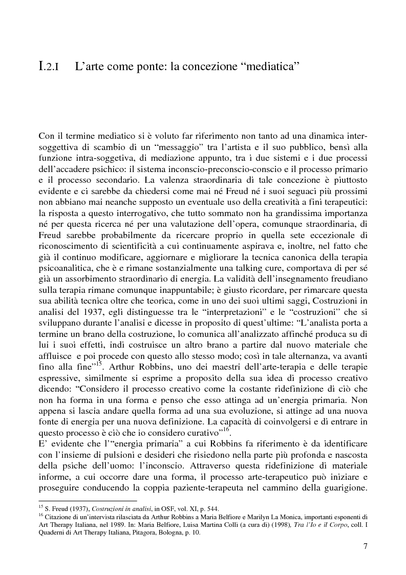 Anteprima della tesi: Per un'analisi dell'arte-terapia. Riflessione e metodologie nel pensiero psicoanalitico: da Freud all'Art Therapy Italiana, Pagina 10