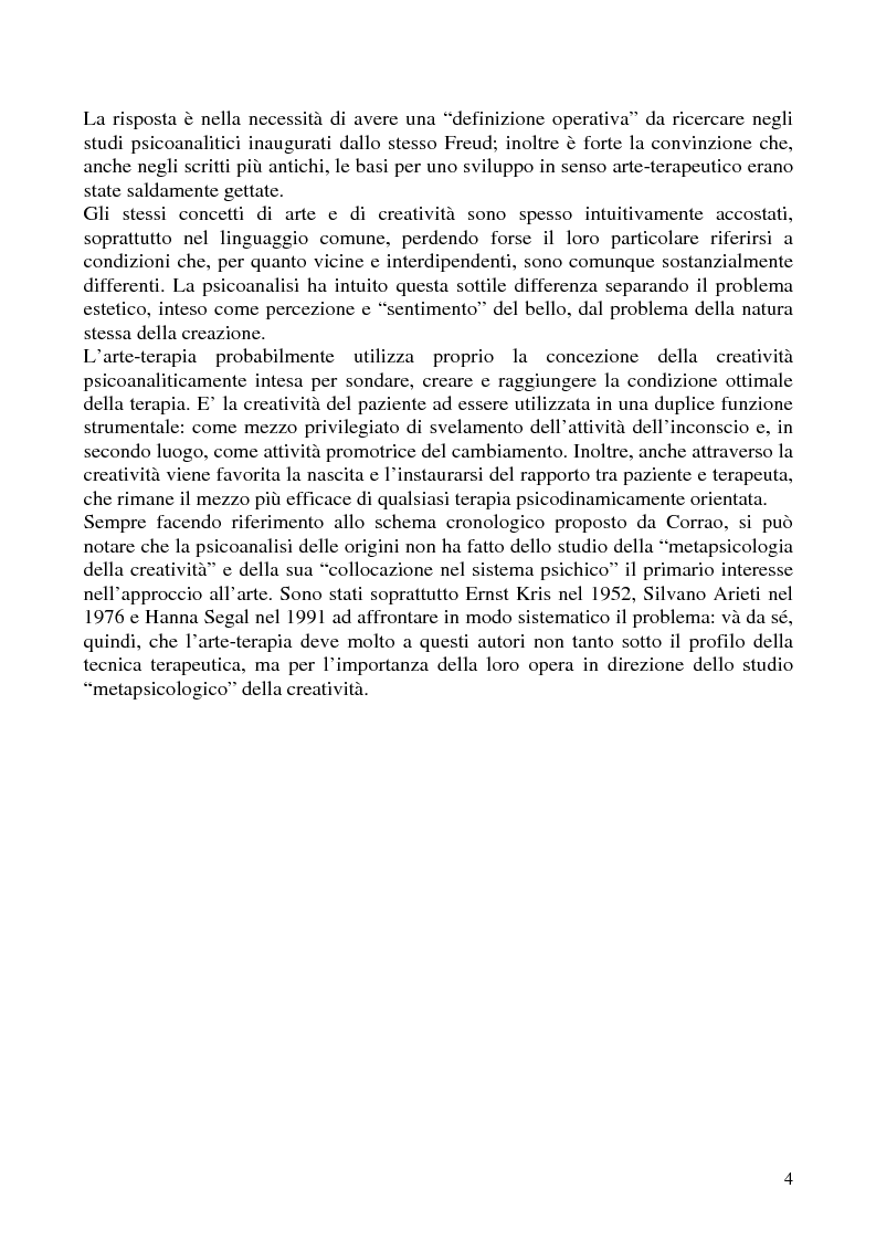 Anteprima della tesi: Per un'analisi dell'arte-terapia. Riflessione e metodologie nel pensiero psicoanalitico: da Freud all'Art Therapy Italiana, Pagina 7