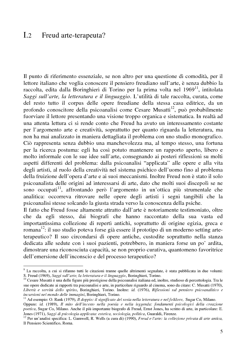 Anteprima della tesi: Per un'analisi dell'arte-terapia. Riflessione e metodologie nel pensiero psicoanalitico: da Freud all'Art Therapy Italiana, Pagina 8