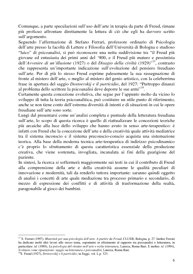 Anteprima della tesi: Per un'analisi dell'arte-terapia. Riflessione e metodologie nel pensiero psicoanalitico: da Freud all'Art Therapy Italiana, Pagina 9