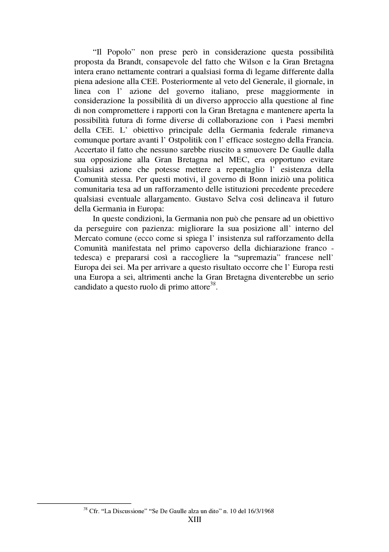 Anteprima della tesi: Il Popolo e la seconda richiesta di adesione della Gran Bretagna alla CEE, Pagina 13