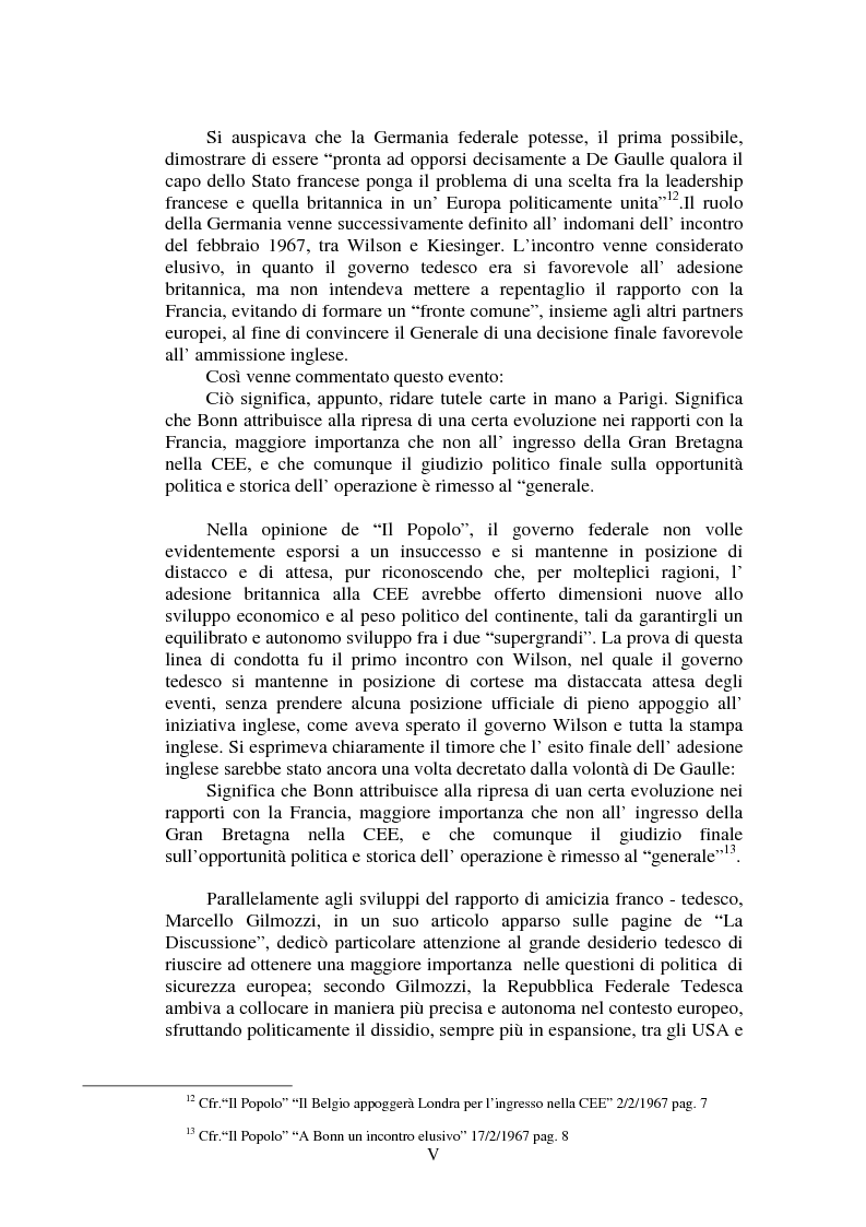 Anteprima della tesi: Il Popolo e la seconda richiesta di adesione della Gran Bretagna alla CEE, Pagina 5