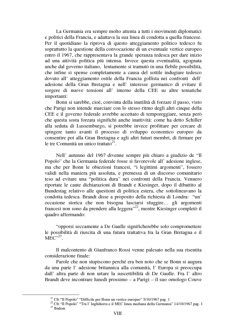 Anteprima della tesi: Il Popolo e la seconda richiesta di adesione della Gran Bretagna alla CEE, Pagina 8