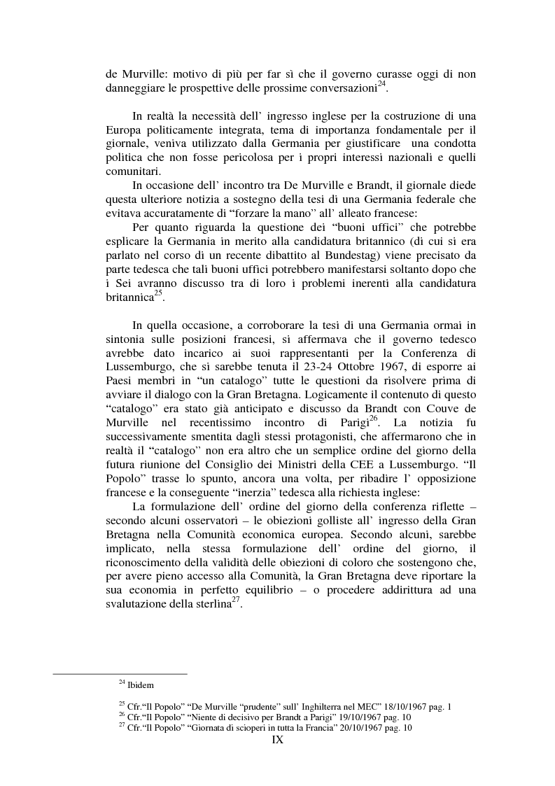 Anteprima della tesi: Il Popolo e la seconda richiesta di adesione della Gran Bretagna alla CEE, Pagina 9