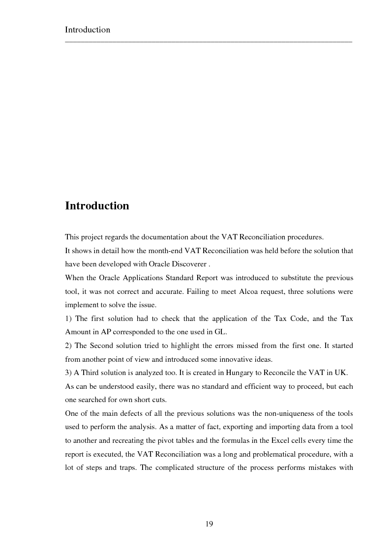 Anteprima della tesi: Il progetto dell'enterprise business solution: vta reconciliation, sviluppo di una soluzione in un contesto multinazionale utilizzando oracle discoverer, Pagina 8