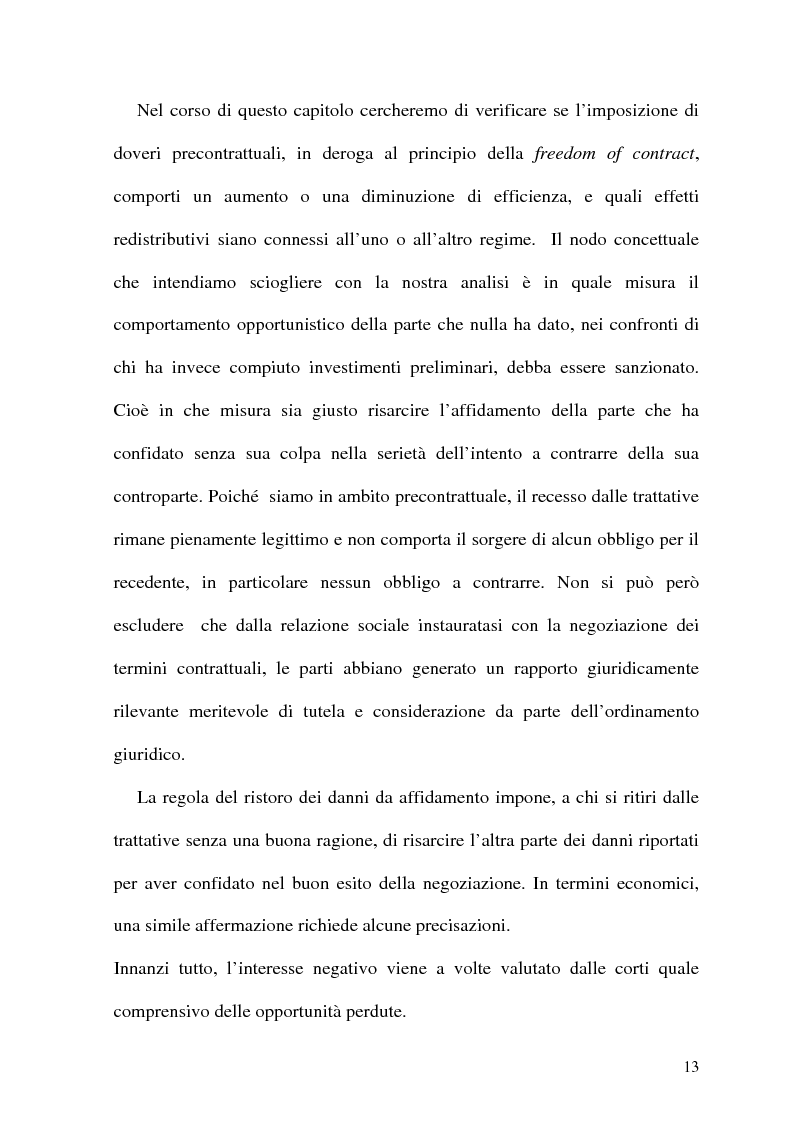 Anteprima della tesi: Analisi Economica del Diritto e Reponsabilita' Precontrattuale, Pagina 8
