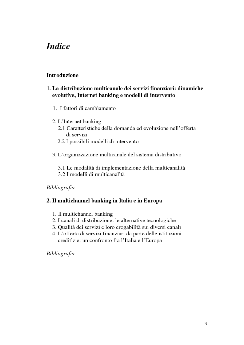 Indice della tesi: La banca multicanale e il CRM, Pagina 1