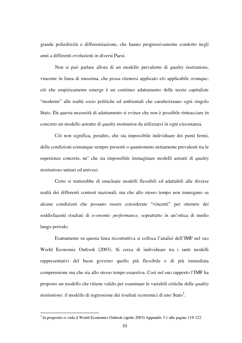 Anteprima della tesi: Buon Governo (Quality Institutions) e Crescita Economica: il Rapporto IMF, Pagina 6