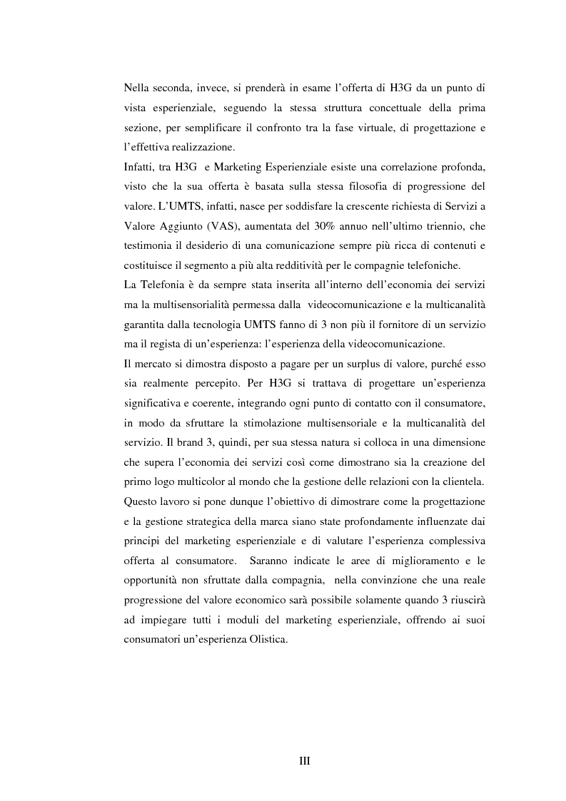 Anteprima della tesi: Il marketing esperienziale come risorsa strategica di gestione della marca. Il caso H3G, Pagina 3