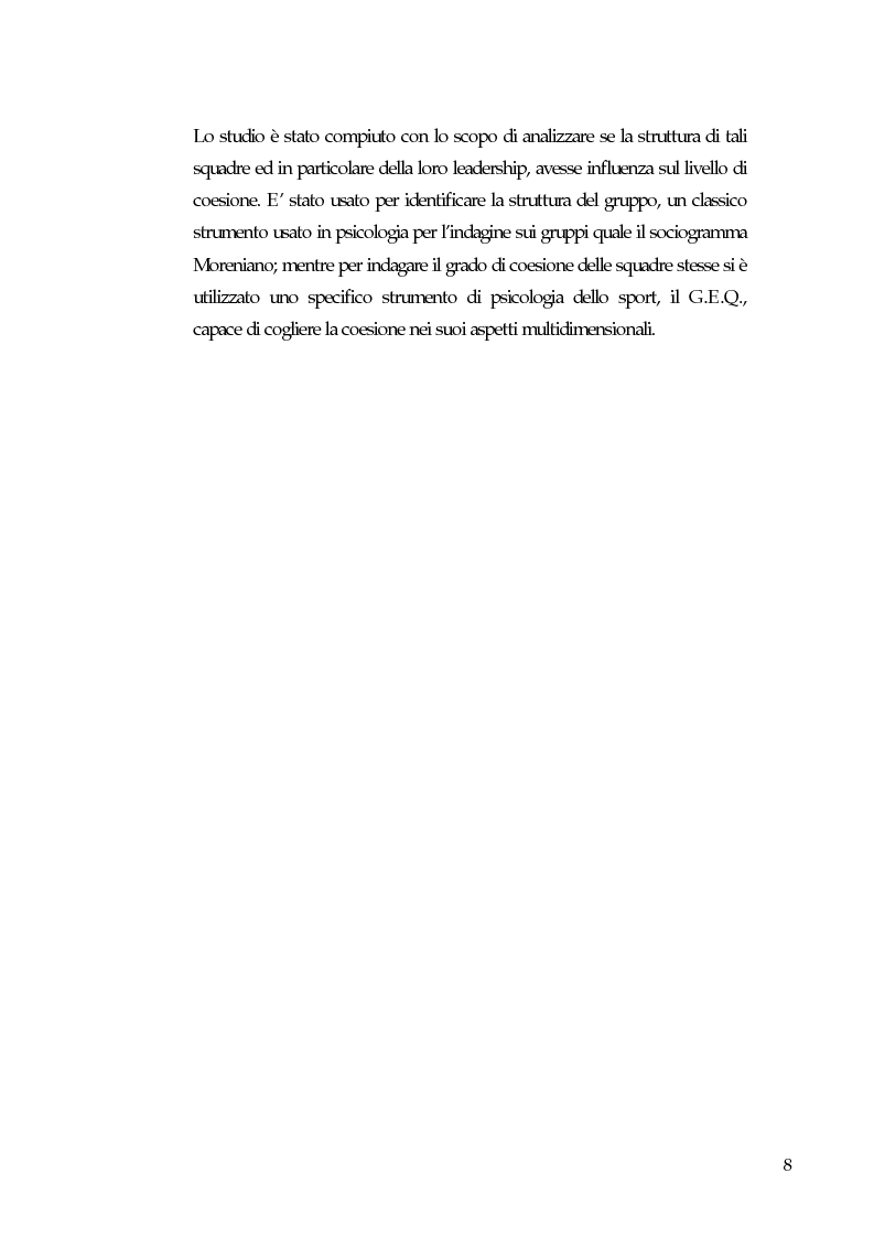 Anteprima della tesi: Gruppi, coesione e leadership informale. Un'indagine empirica nella pallavolo, Pagina 3