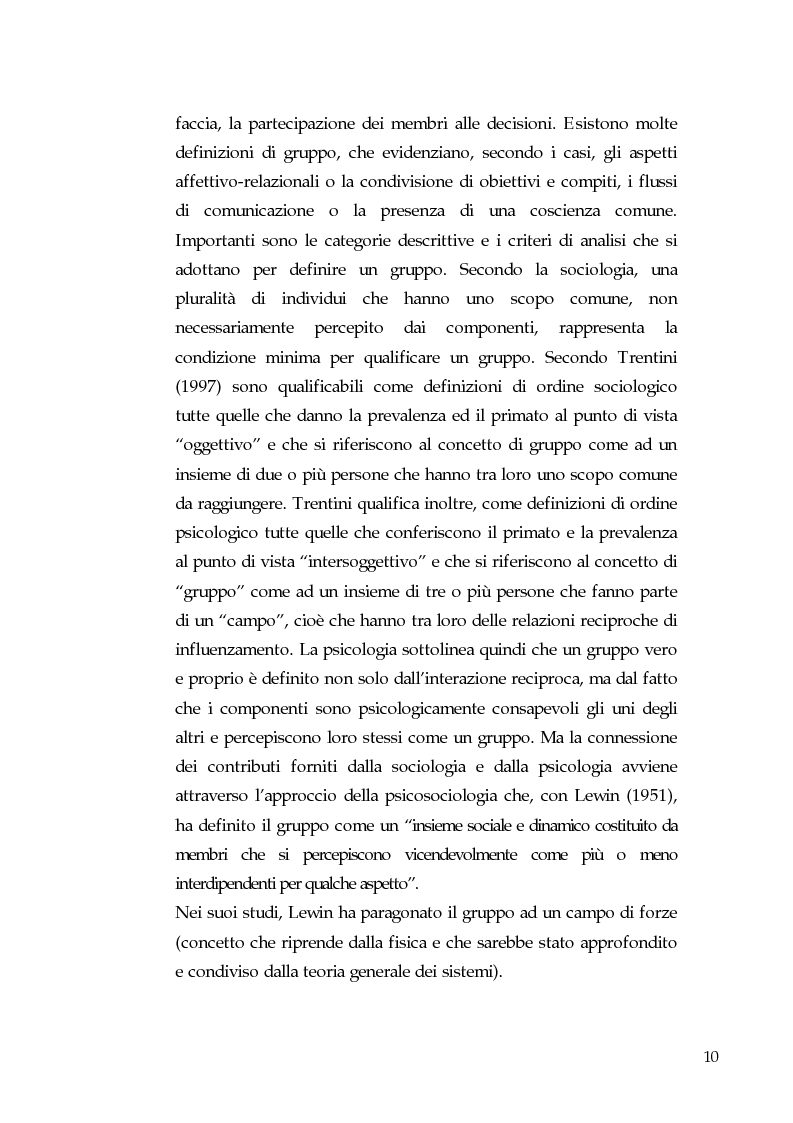 Anteprima della tesi: Gruppi, coesione e leadership informale. Un'indagine empirica nella pallavolo, Pagina 5