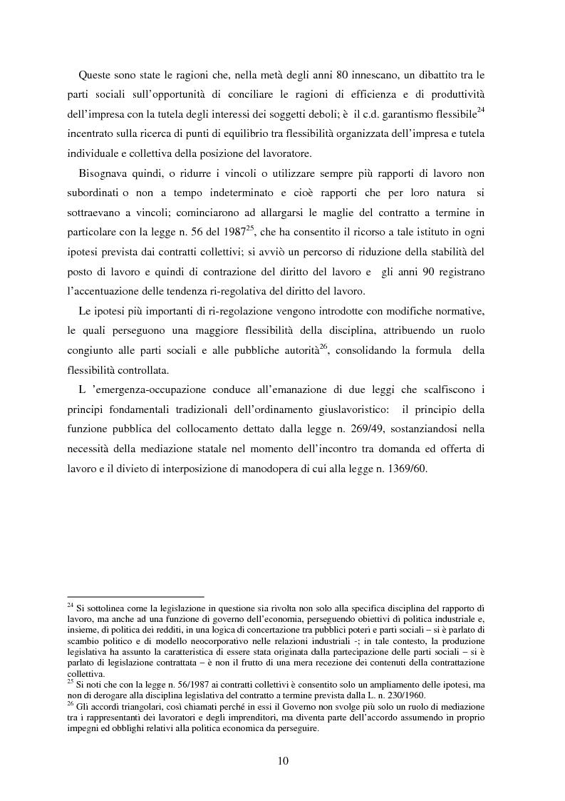 Anteprima della tesi: La somministrazione di lavoro, Pagina 10