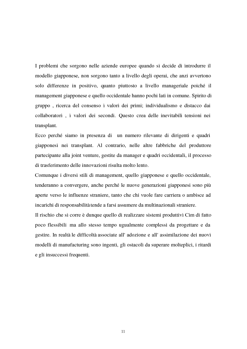 Anteprima della tesi: I problemi di flessibilità ed automazione nell'impresa: un esame relativo all'industria motociclistica italiana, Pagina 12