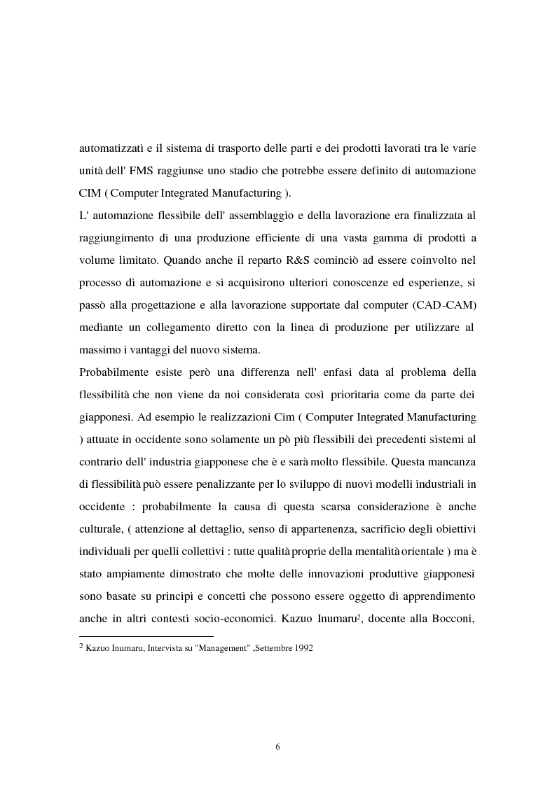 Anteprima della tesi: I problemi di flessibilità ed automazione nell'impresa: un esame relativo all'industria motociclistica italiana, Pagina 7