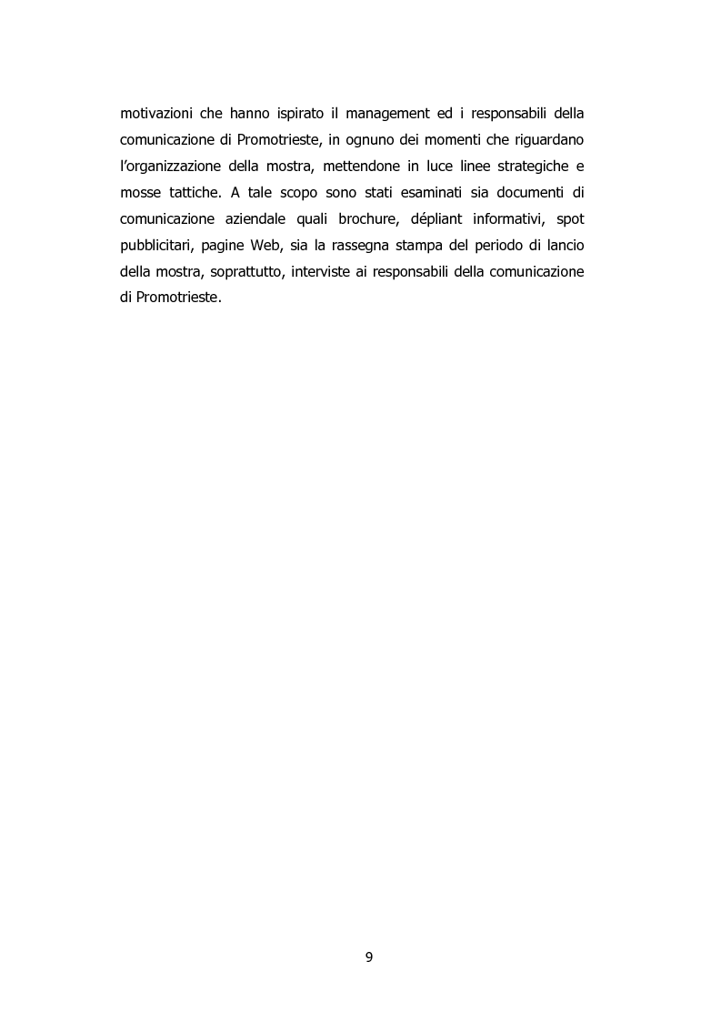 Anteprima della tesi: L'organizzazione degli eventi: Triesteantiqua Mostra-mercato dell'antiquariato, Pagina 3