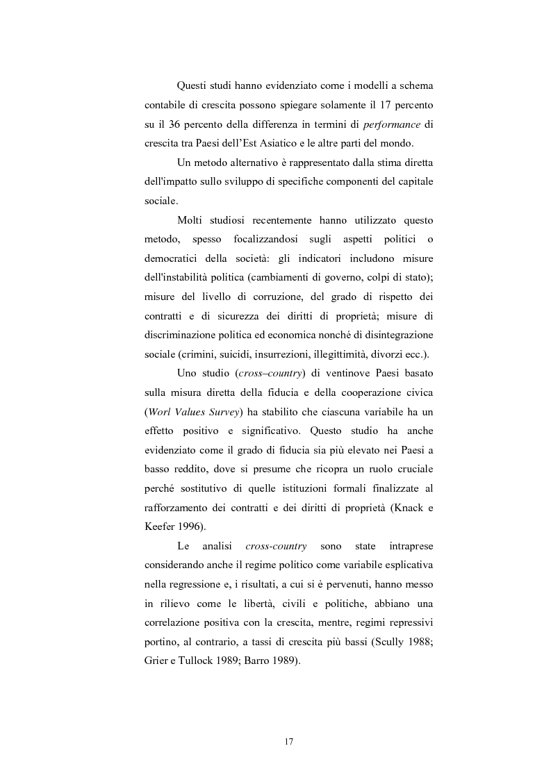 Anteprima della tesi: Capitale Sociale e Crescita Economica, Pagina 13