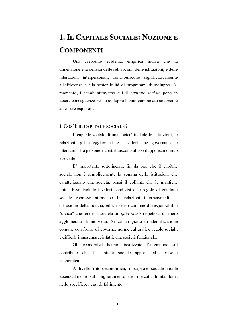 Anteprima della tesi: Capitale Sociale e Crescita Economica, Pagina 6