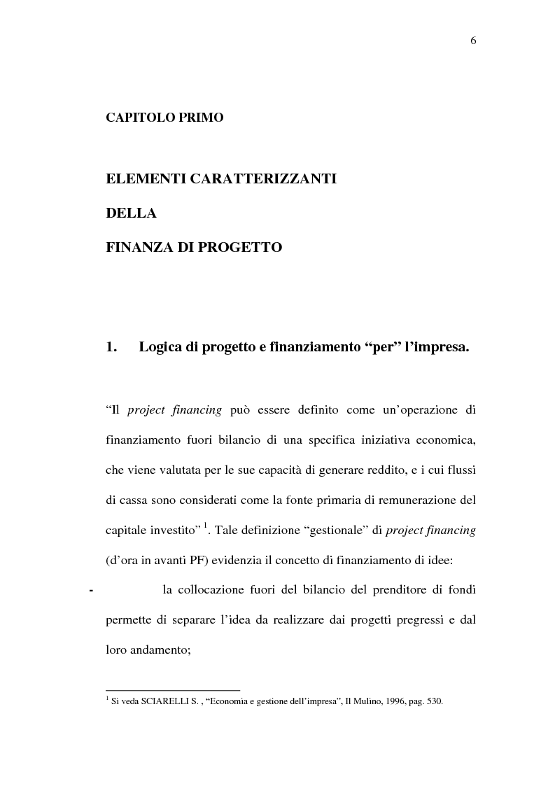 Anteprima della tesi: Il project financing e sue opportunità applicative nel Meridione, Pagina 6