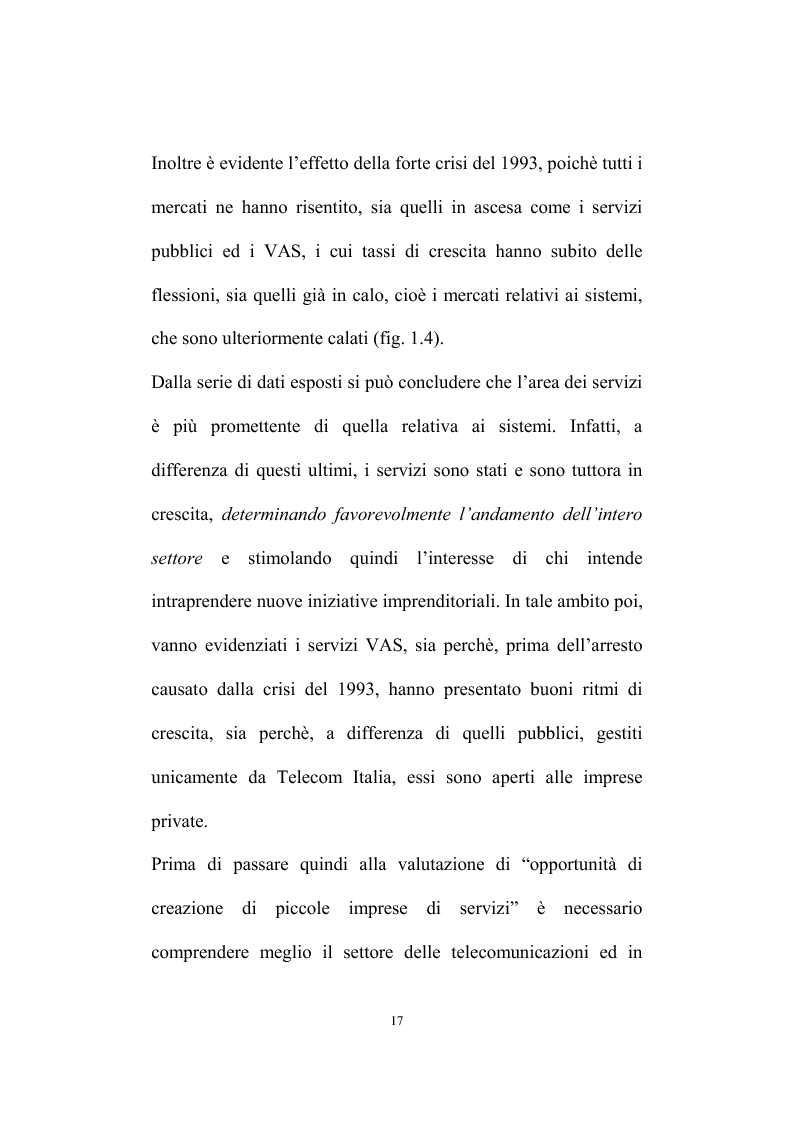 Anteprima della tesi: Creazione di piccole imprese di servizi basate sull'utilizzo delle tecnologie delle telecomunicazioni, Pagina 13