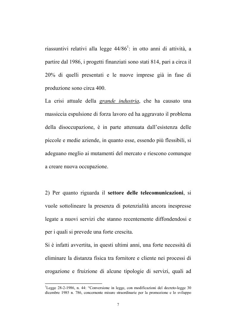 Anteprima della tesi: Creazione di piccole imprese di servizi basate sull'utilizzo delle tecnologie delle telecomunicazioni, Pagina 3