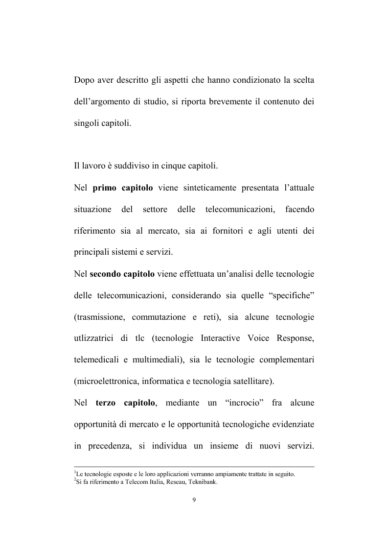 Anteprima della tesi: Creazione di piccole imprese di servizi basate sull'utilizzo delle tecnologie delle telecomunicazioni, Pagina 5