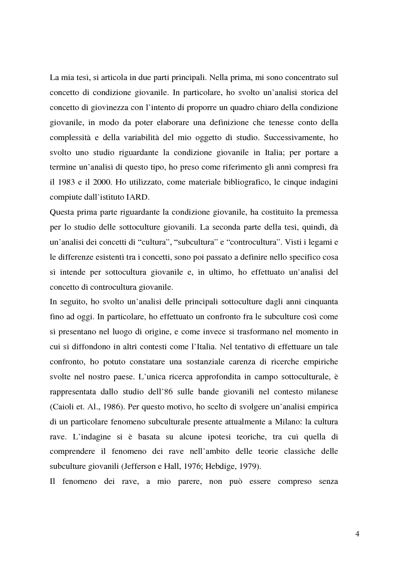 Anteprima della tesi: Identità giovanile e aggregazione antagonista: il caso della scena rave a Milano, Pagina 2