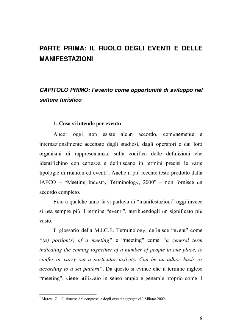 Anteprima della tesi: Eventi e manifestazioni turistiche. Ruolo promozionale e commerciale. Il caso World Travel Market., Pagina 6
