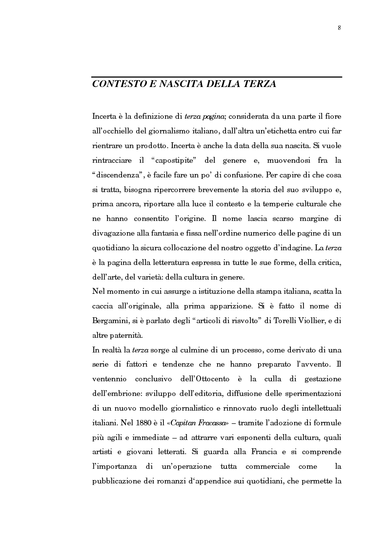 Anteprima della tesi: Giornalismo e letteratura. L'evoluzione della Terza pagina nella storia del Corriere della Sera, Pagina 5
