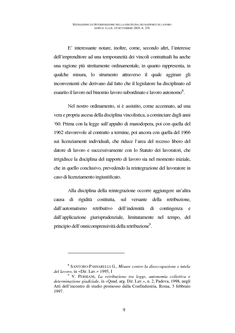 Anteprima della tesi: Mediazione ed interposizione nella disciplina dei rapporti di lavoro dopo il d.lgs. 10 settembre 2003, n. 276, Pagina 4