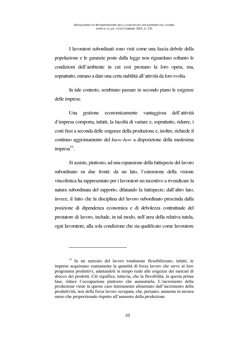 Anteprima della tesi: Mediazione ed interposizione nella disciplina dei rapporti di lavoro dopo il d.lgs. 10 settembre 2003, n. 276, Pagina 5