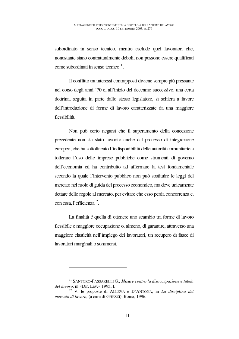 Anteprima della tesi: Mediazione ed interposizione nella disciplina dei rapporti di lavoro dopo il d.lgs. 10 settembre 2003, n. 276, Pagina 6