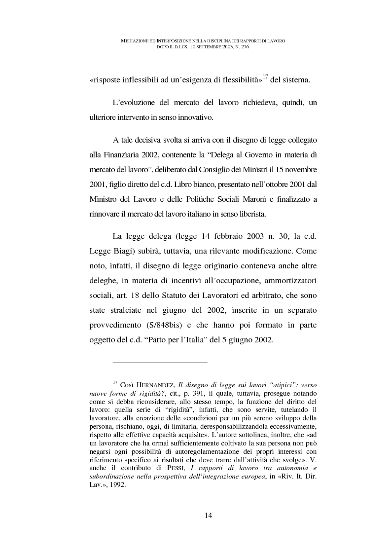 Anteprima della tesi: Mediazione ed interposizione nella disciplina dei rapporti di lavoro dopo il d.lgs. 10 settembre 2003, n. 276, Pagina 9