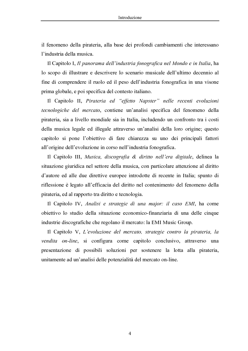 Anteprima della tesi: La crisi dell'industria discografica a seguito della pirateria e dell'effetto ''Napster'', il caso EMI, Pagina 4