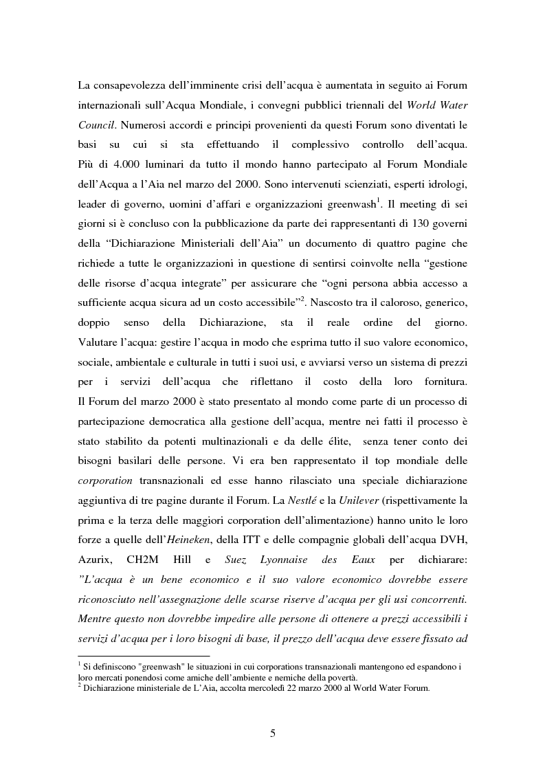 Anteprima della tesi: La gestione dell'acqua e i fallimenti della privatizzazione idrica in alcuni PVS, Pagina 2