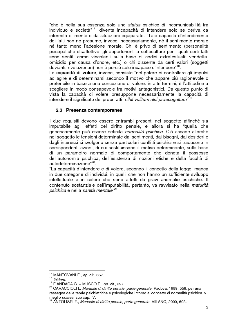 Anteprima della tesi: L'imputabilità e il vizio di mente nel sistema penale, Pagina 5