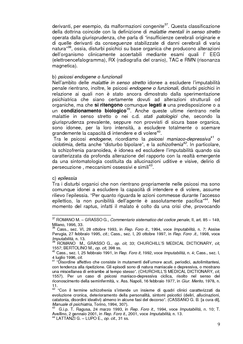 Anteprima della tesi: L'imputabilità e il vizio di mente nel sistema penale, Pagina 9