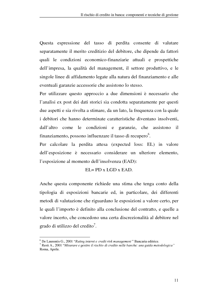 Anteprima della tesi: La gestione del rischio di credito nel Nuovo Accordo sul Capitale. L'impatto su alcuni archetipi finanziari, Pagina 11