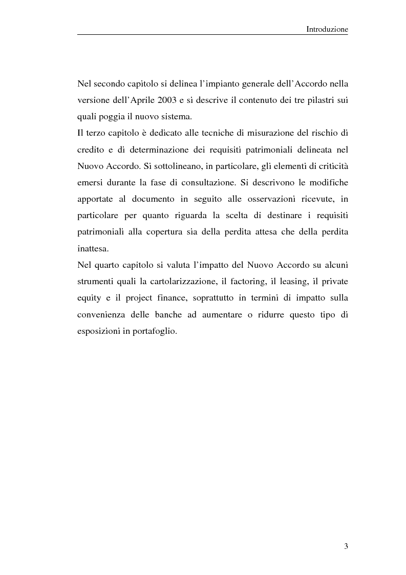 Anteprima della tesi: La gestione del rischio di credito nel Nuovo Accordo sul Capitale. L'impatto su alcuni archetipi finanziari, Pagina 3